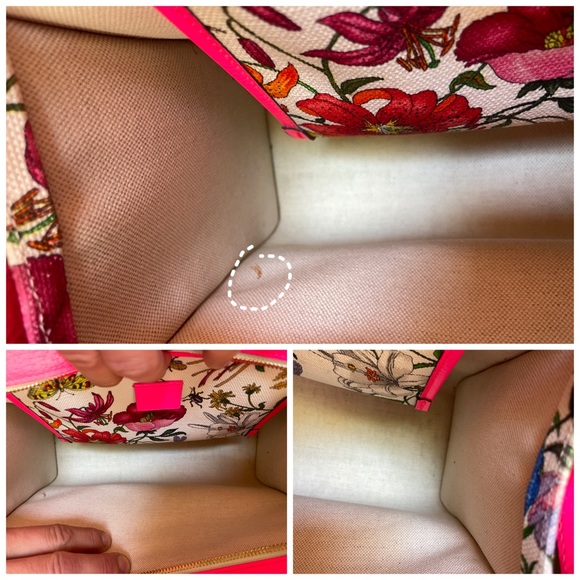 Authentic Gucci Flora Tote in fluorescent pink leather and print canvas - Picture 9 of 17